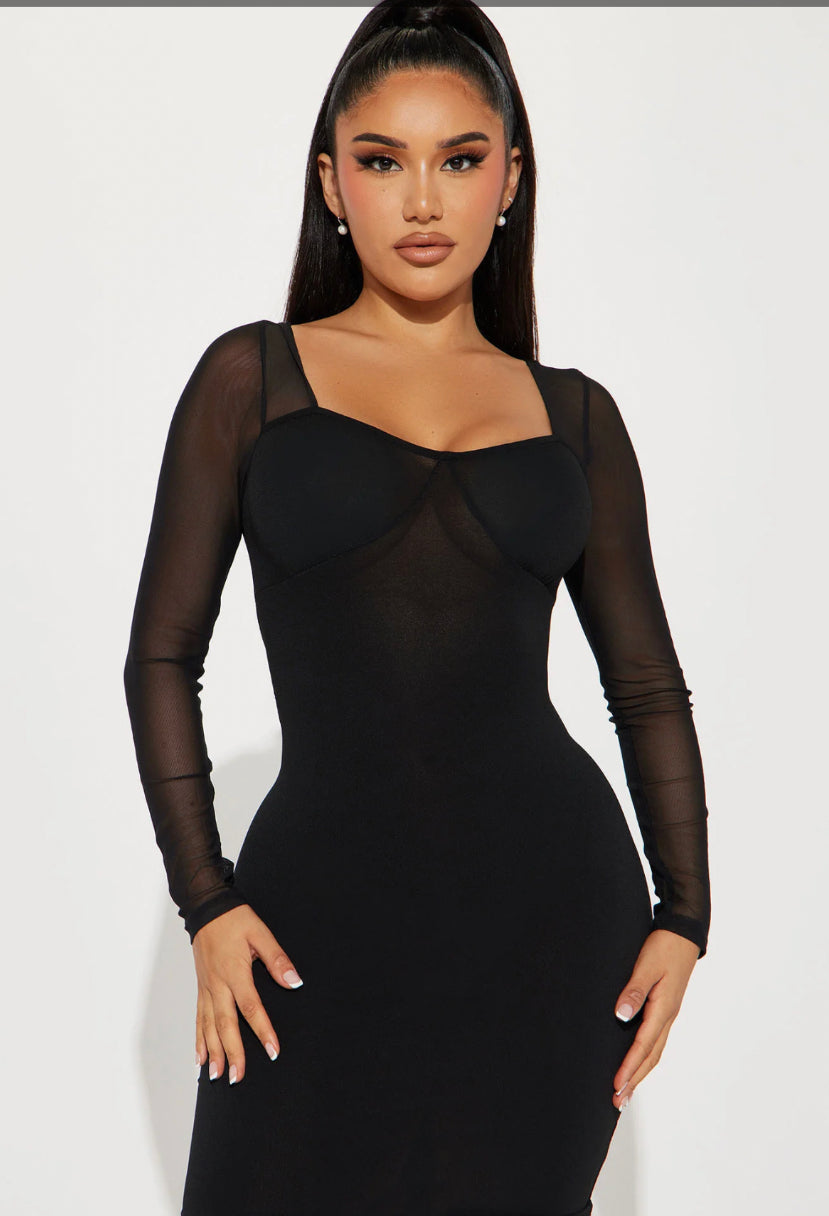 Emily Mesh Mini Dress -
Black