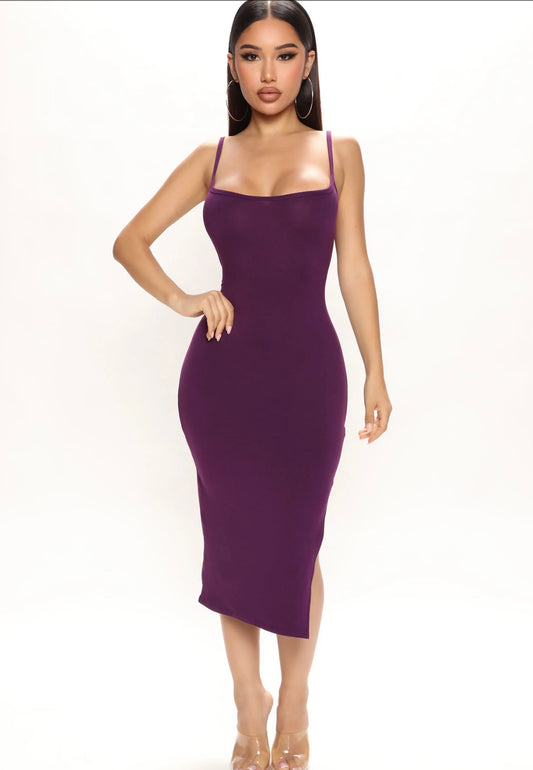 Janelle Midi Dress - Eggplant