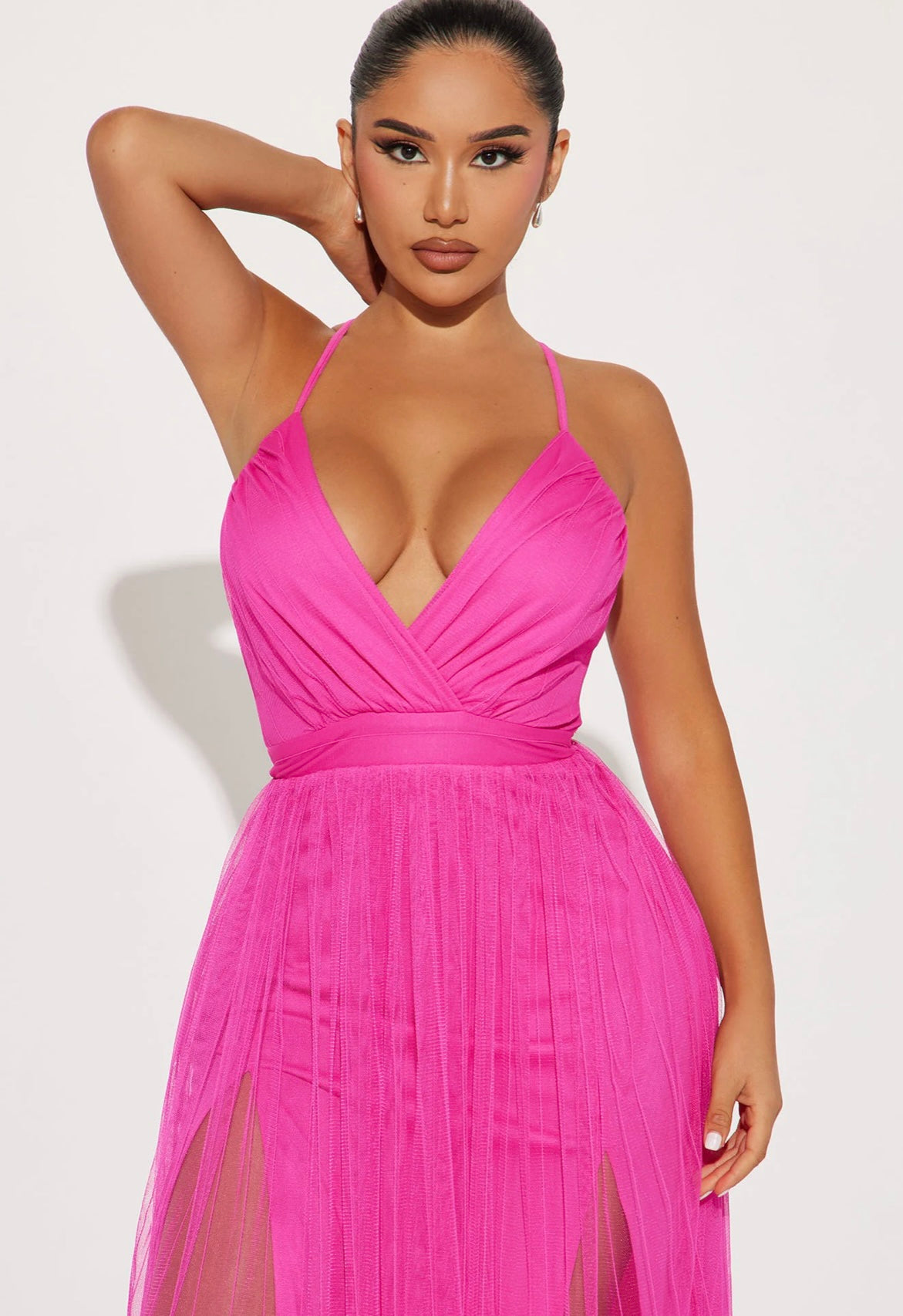 Madison Tulle Maxi Dress - Hot Pink