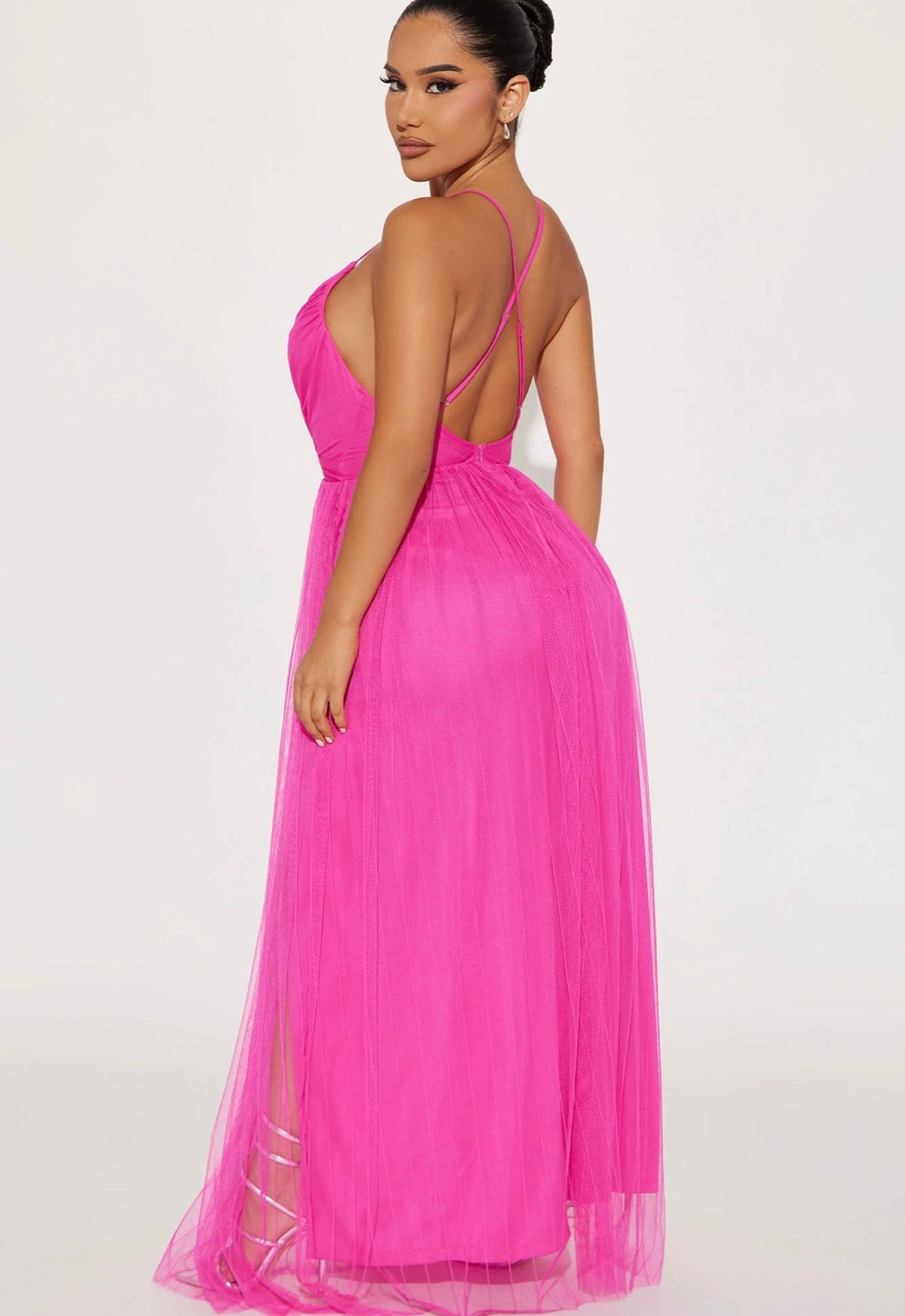 Madison Tulle Maxi Dress - Hot Pink